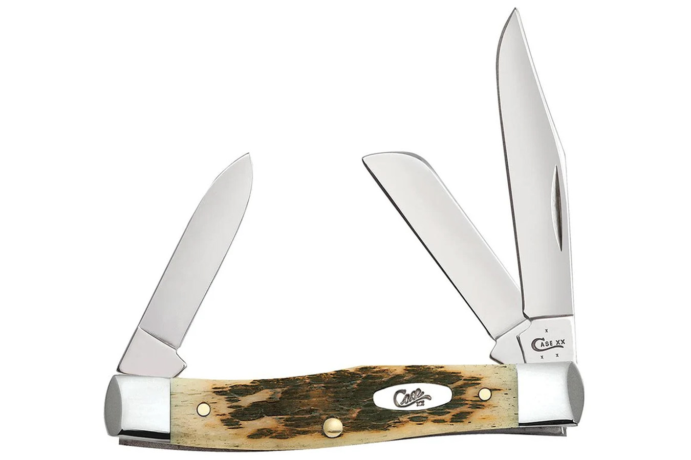Wrcase Peach Seed Jig Amber Bone CS Medium Stockman Folding Knife