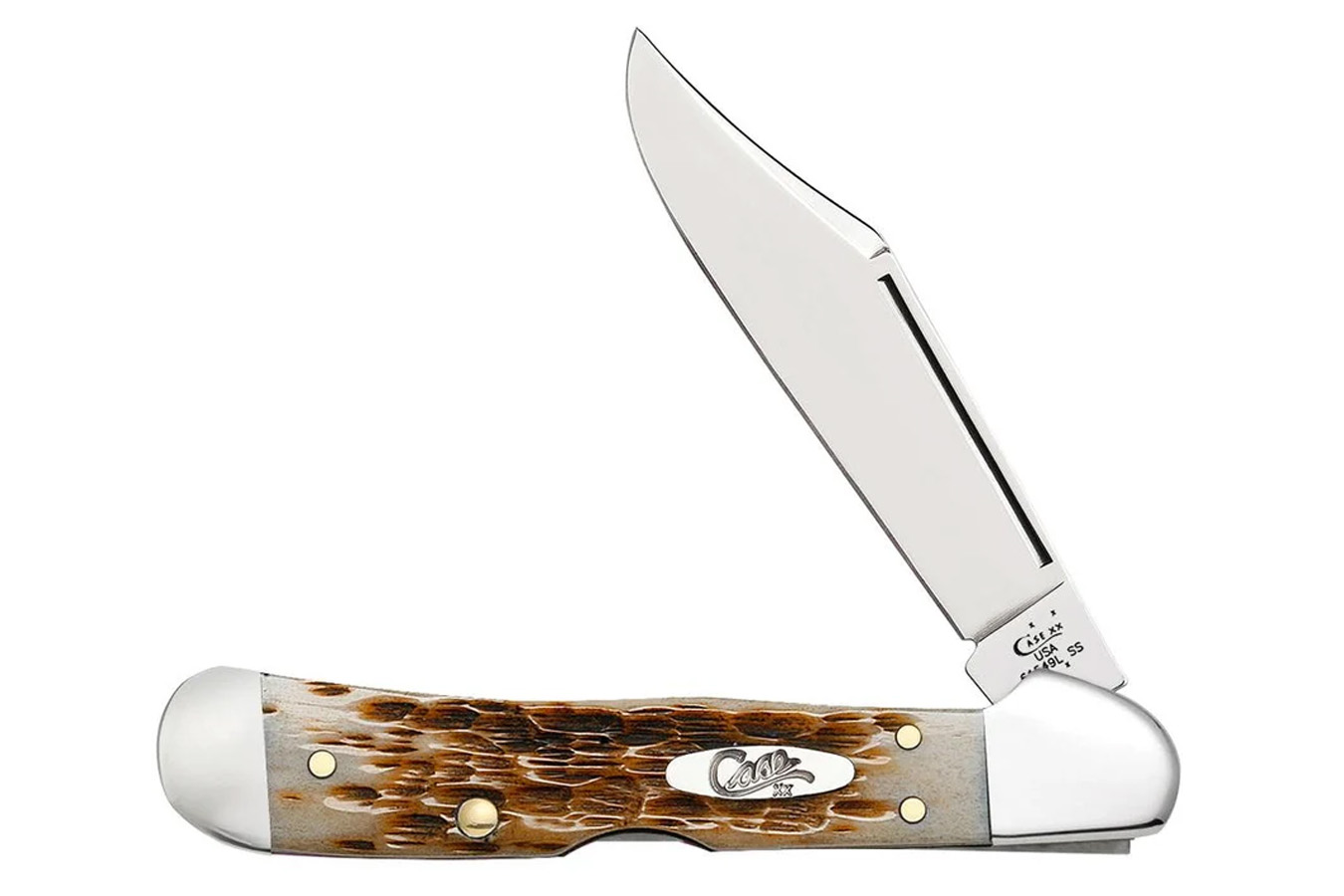 Wrcase Peach Seed Jig Amber Bone Mini CopperLock Folding Knife