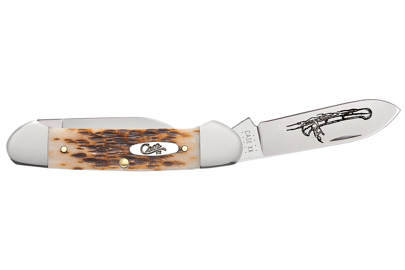 Wrcase Canoe Peach Seed Jigged Amber Bon Folding Knife