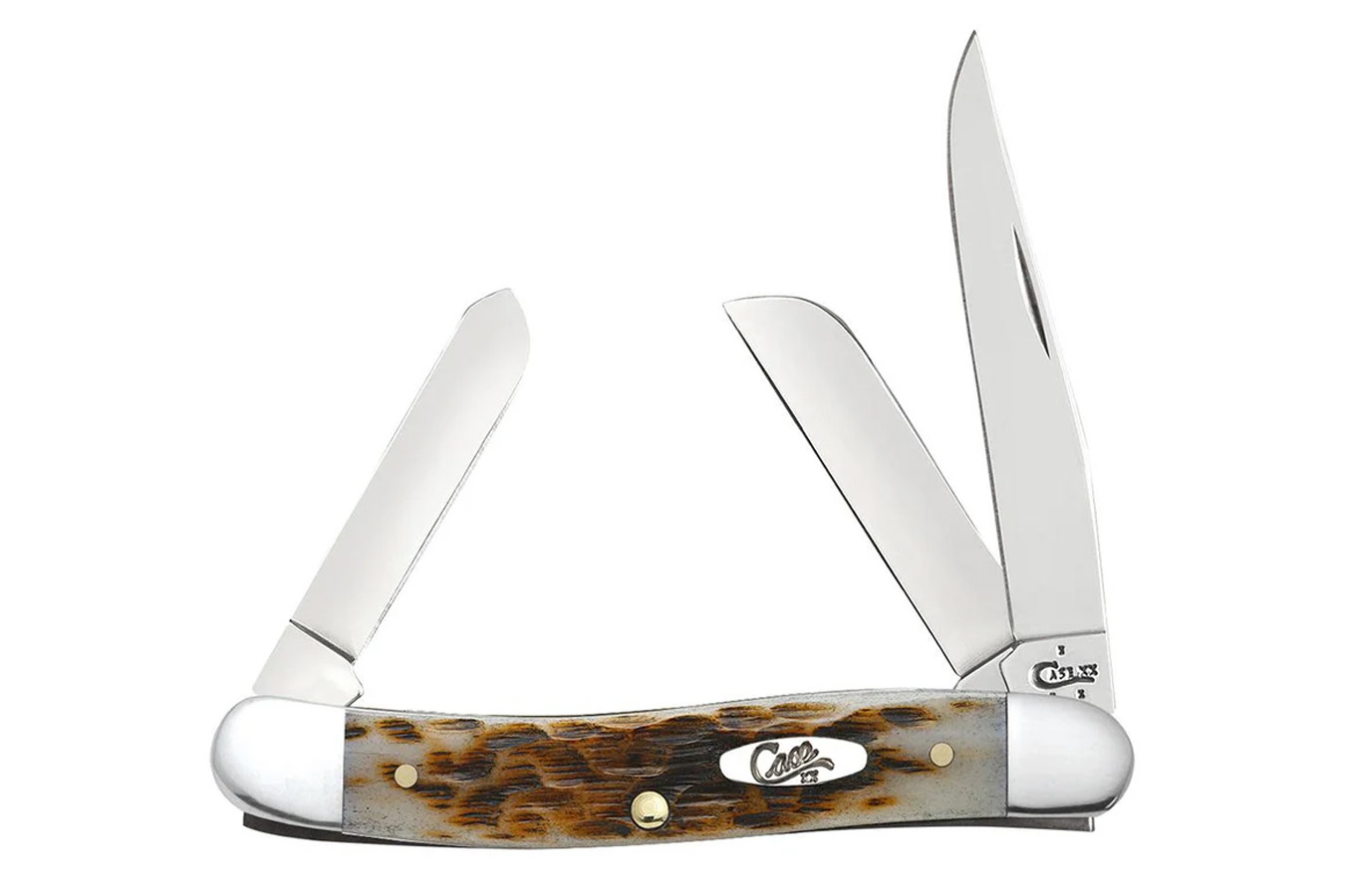 Wrcase Peach Seed Jig Amber Bone Medium Stockman Folding Knife