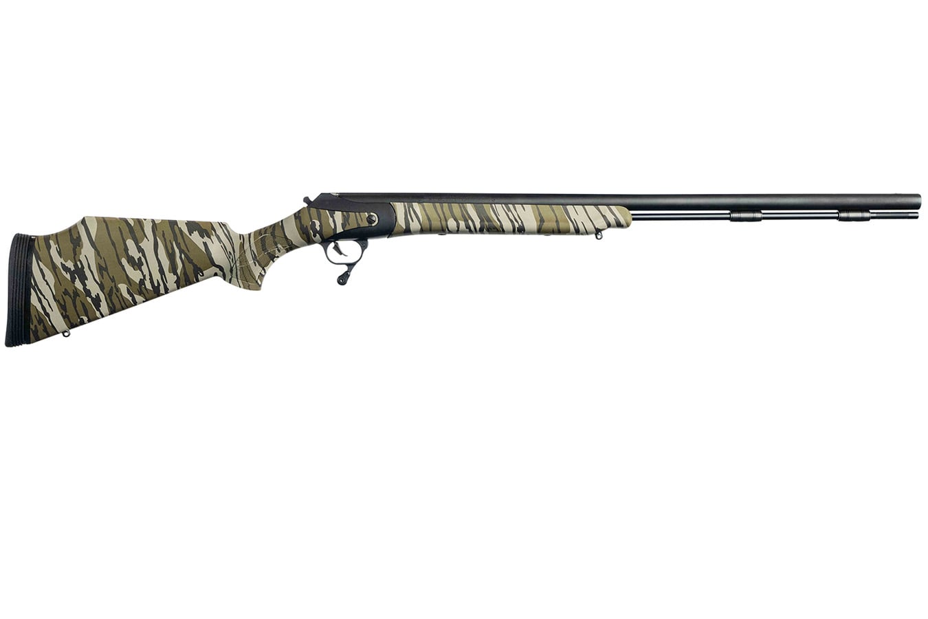 Thompson Center 50 Cal Triumph Muzzleloader with  Black Nitride Barrel/Receiver and Fixed FlexTech Mossy Oak Bottomland Synthetic Stock