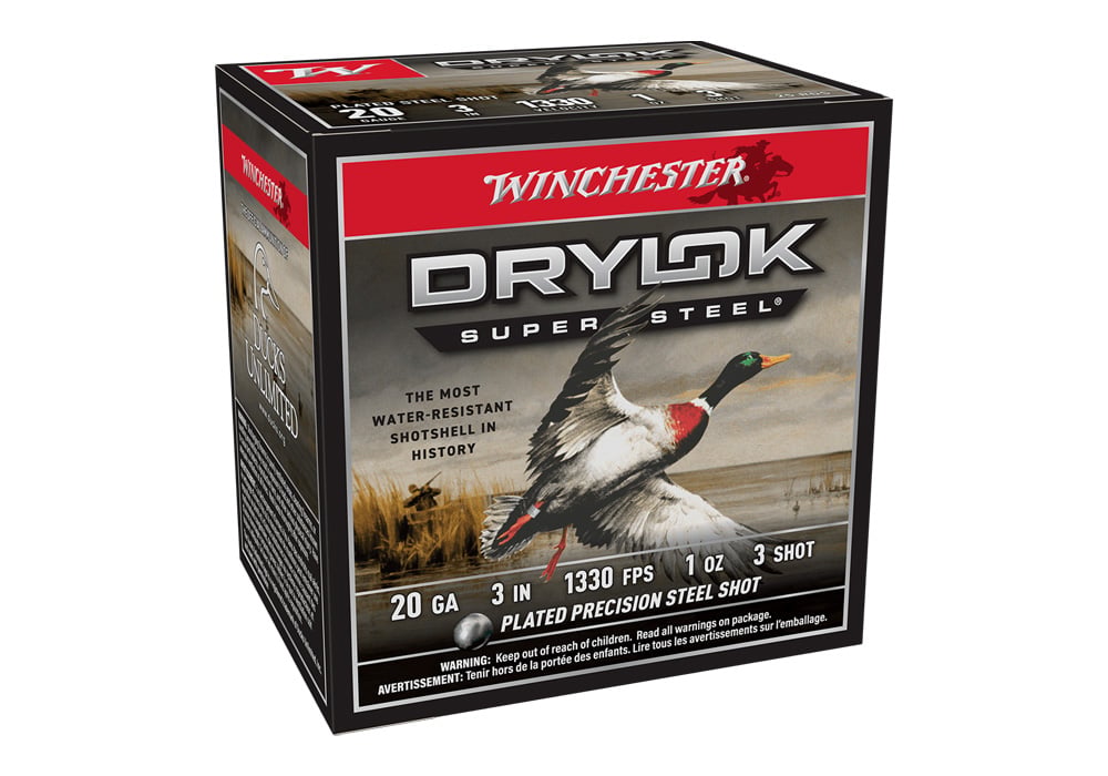 Winchester 20 Gauge 3 inch 1 oz 3 Shot Drylok Super Steel 25/Box