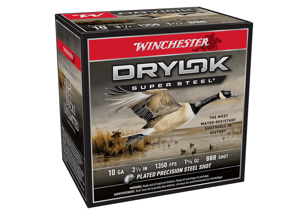 Winchester 10 Gauge 3.5 inch 1 5/8 oz BBB Shot Drylok Super Steel 25/Box