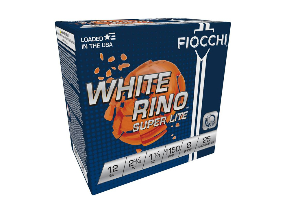 Fiocchi 12 Gauge 2-3/4 in 1 1/8 oz 8 Shot White Rino Super Lite