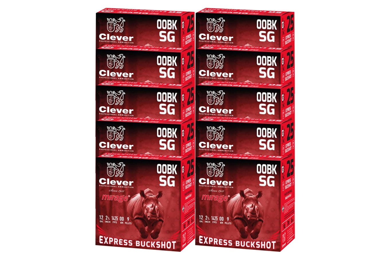 Clever 12 Gauge 2.75 inch 00 Mirage Express Buckshot 250/Case