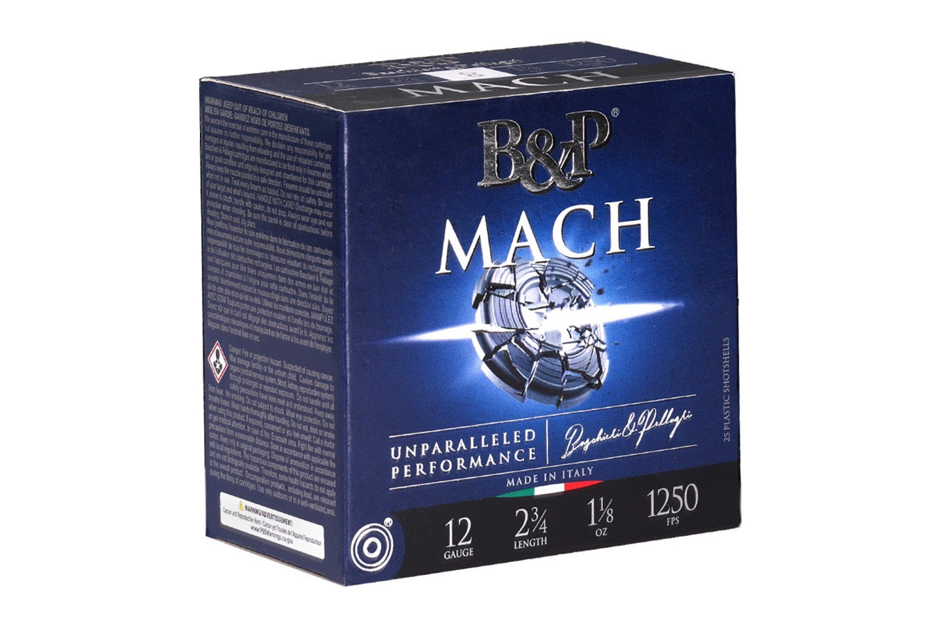 Baschieri  Pellagri Cartridge 12 Gaige 2.75 Inch 1 1/8 oz 8 Shot Mach 25/Box