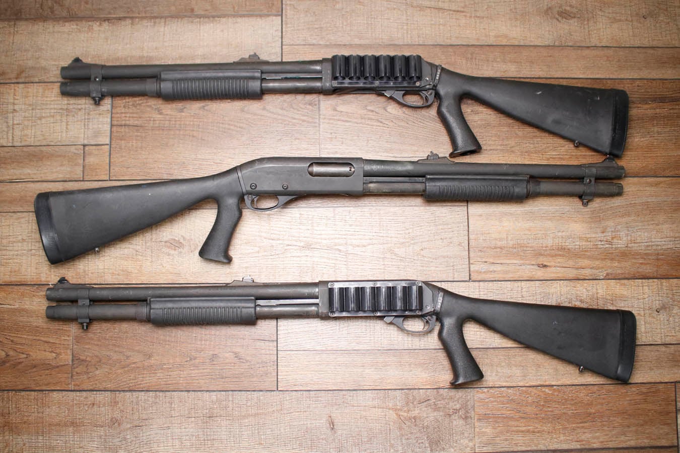 Remington 870 Police Magnum 12 Gauge Police Trade-in Shotguns with Pistol Grip, Extended Mag Tube, Rifle Sights and Side Saddle