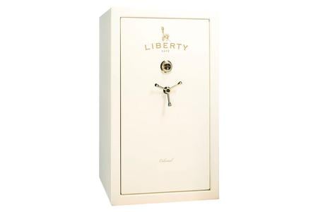 COLONIAL 30 WHITE GLOSS FINISH SAFE WITH BRASS E-LOCK