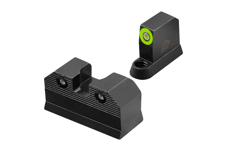 Xs Sight Systems R3D 2.0 Suppressor Height Tritium Night Sight Set for CZ P10 Optics Ready Pistols Green Front Outline