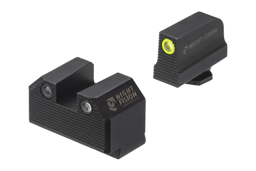 Night Fision Tritium Stealth Optics Ready Night Sight Set for Glock 43X MOS Yellow Front Ring