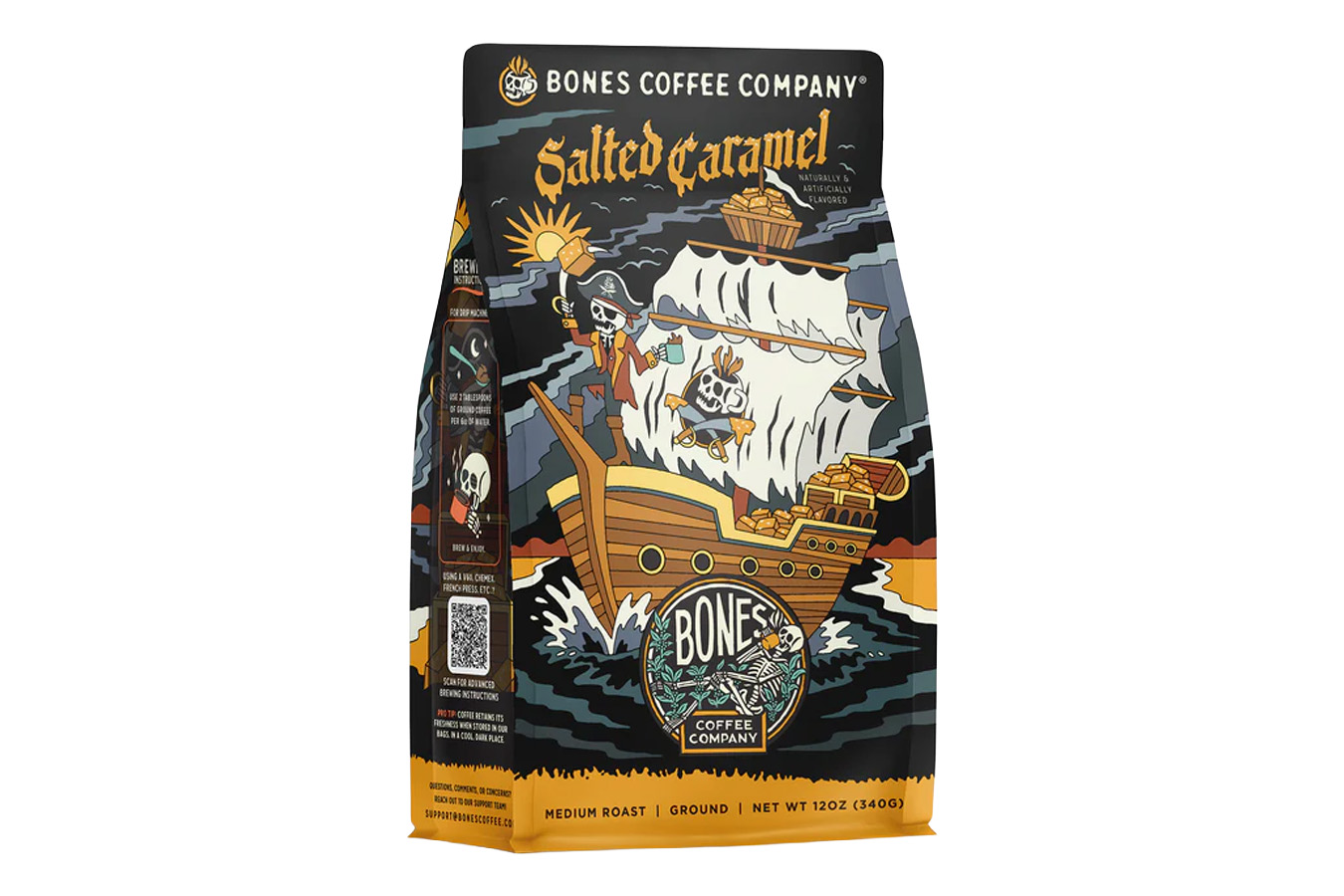 Bones Coffee Salted Caramel Flavored Ground Coffee - 12 oz