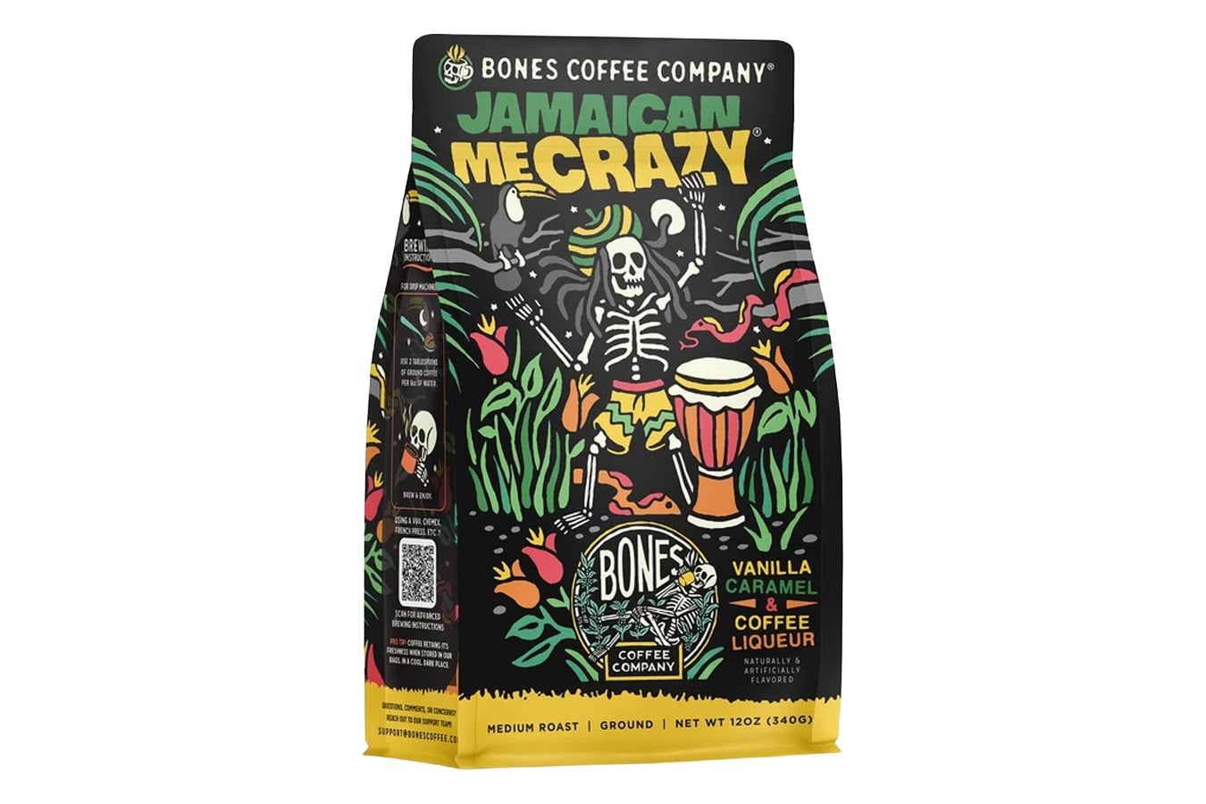 BONES COFFEE JAMAICAN ME CRAZY GROUND COFFEE - 12 OZ