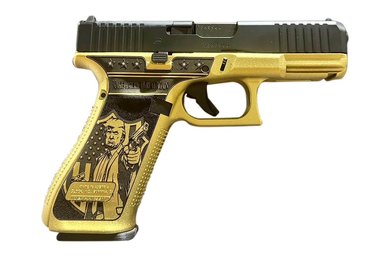 Glock 45 MOS 9mm Optic Ready Don Wick Edition Pistol with Gold Donald Trump Engraving