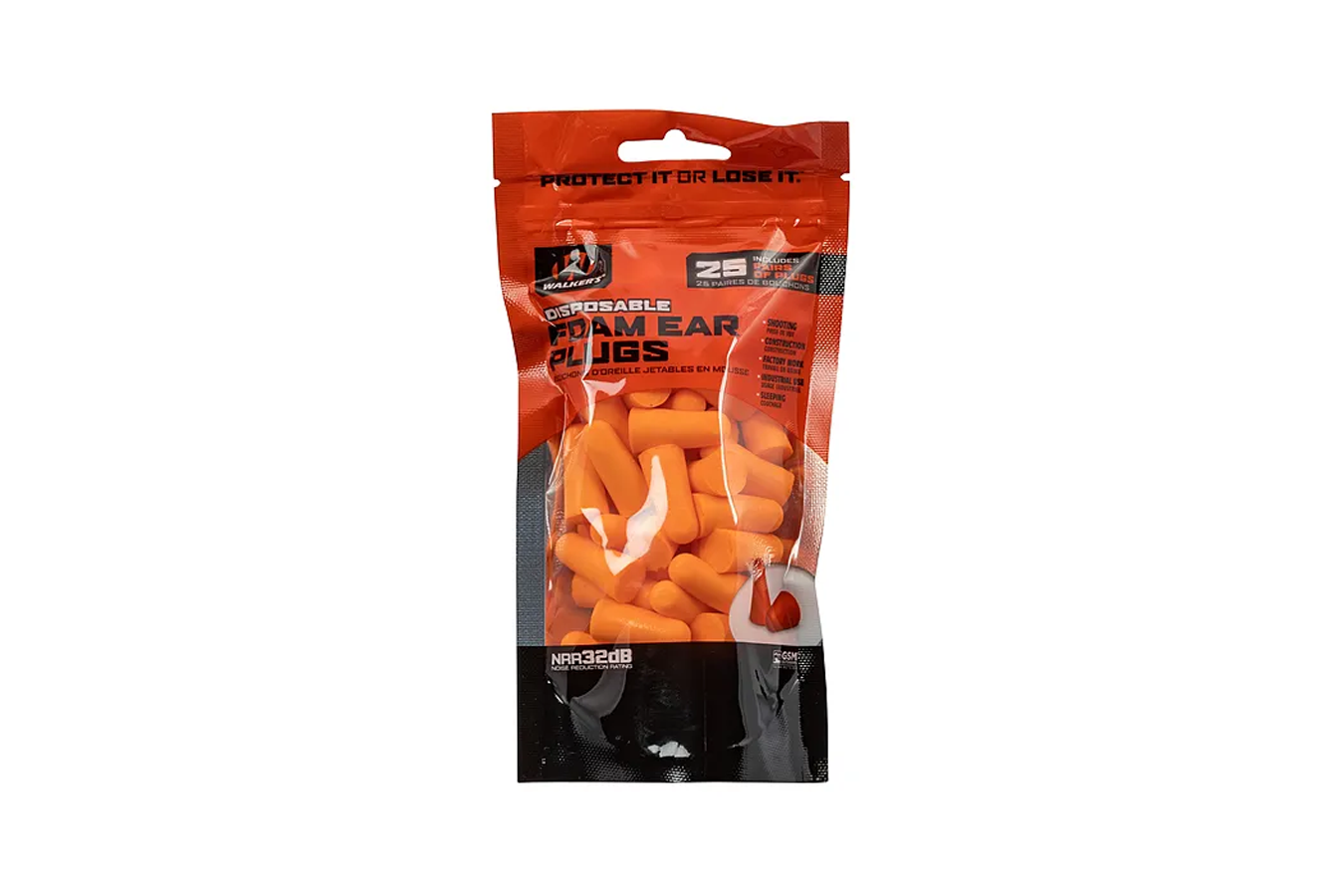 Walker`s Foam Ear Plugs 25 pk Orange