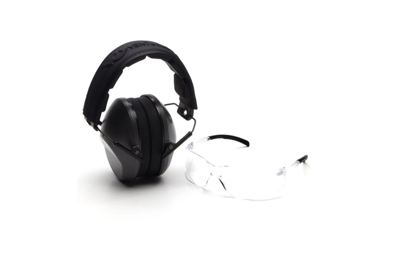 Pyramex Venture Gear Low Profile Earmuff/Glasses Combo - Gray