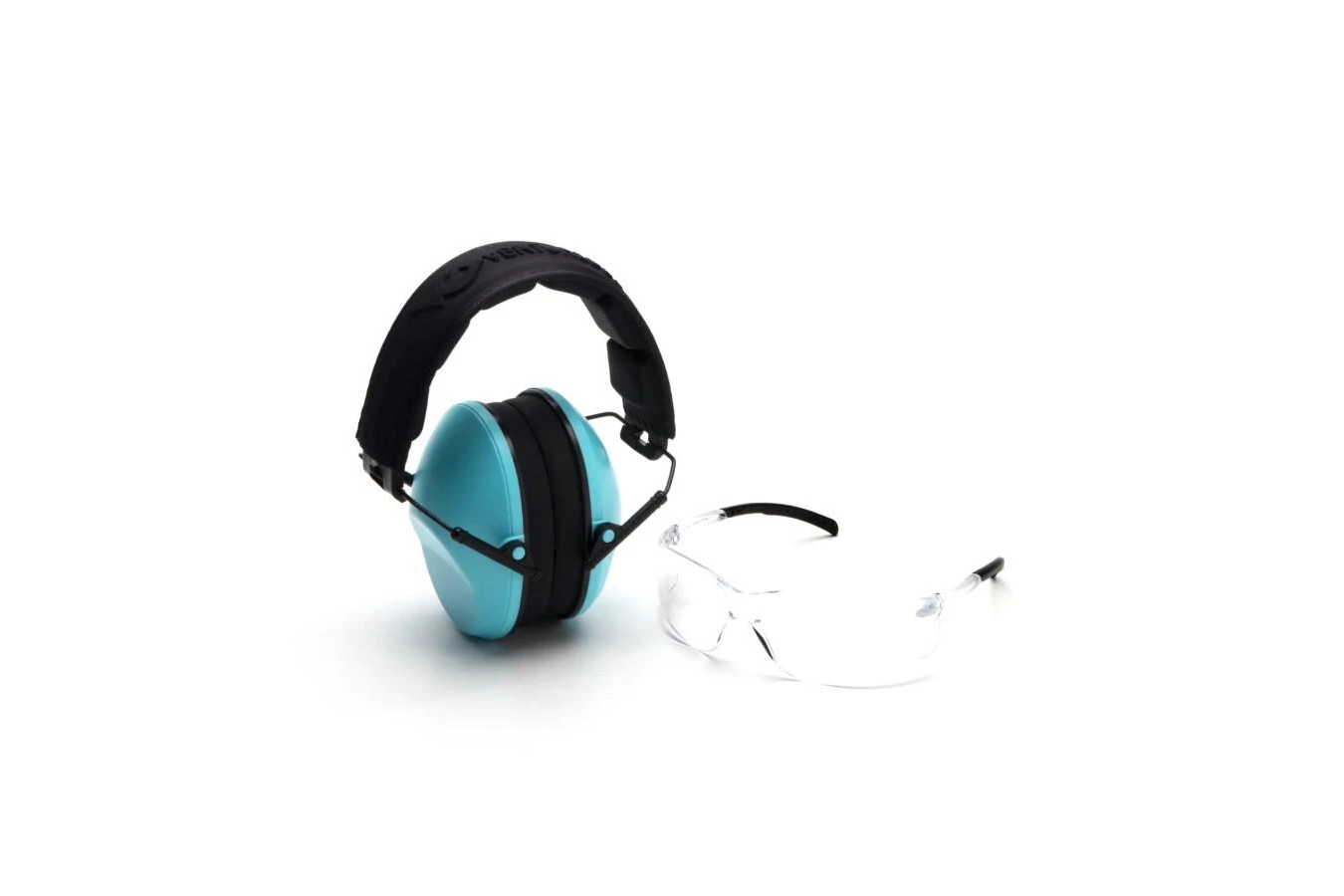 Pyramex Clear Glasses/Earmuffs Combo Kit - Blue