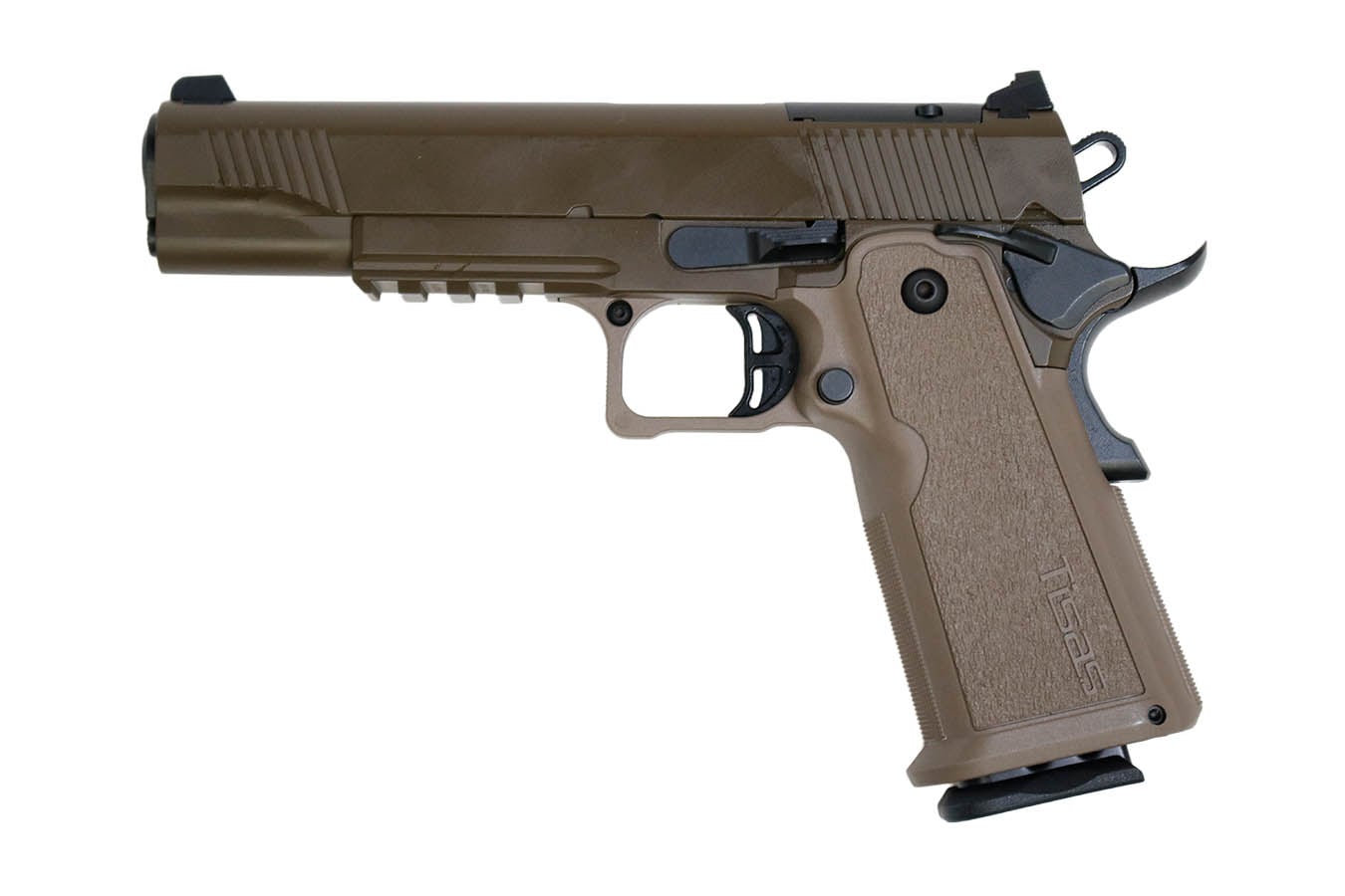 Tisas 1911 Duty DS 9mm Optic Ready Double Stack 1911 Pistol with FDE Frame and Patriot Brown Slide