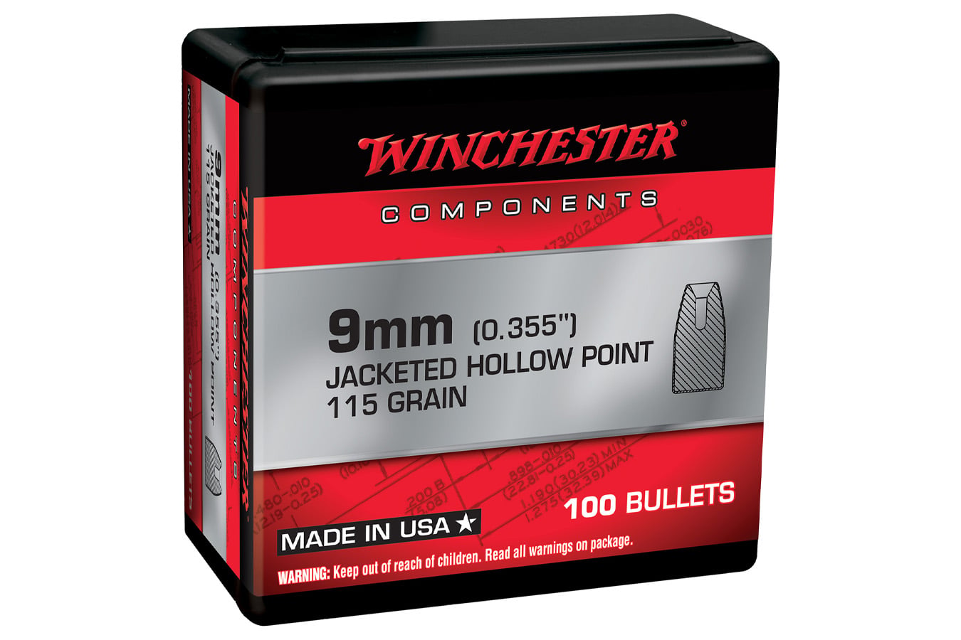 Winchester 9mm 115 gr JHP 100/Box