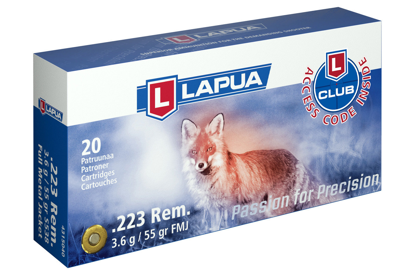 Lapua 223 Rem 55Gr FMJ 20/Box
