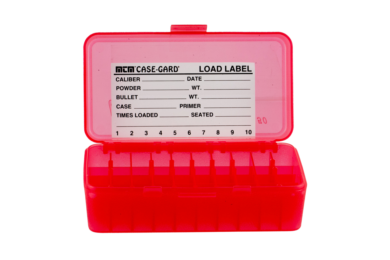 MTM Flip-Top Pistol Ammo Box 44m-45L RED