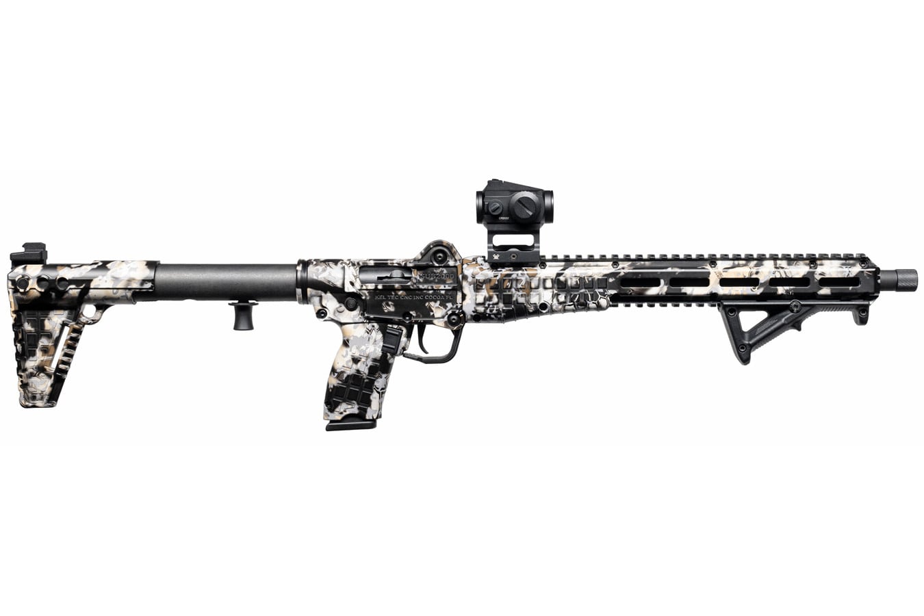 Kel-Tec Sub 2000 Defender 10MM Folding Rifle with Kryptek Obskura Skyfall Finish Vortex Crossfire Red Dot and Magpul Angled Grip