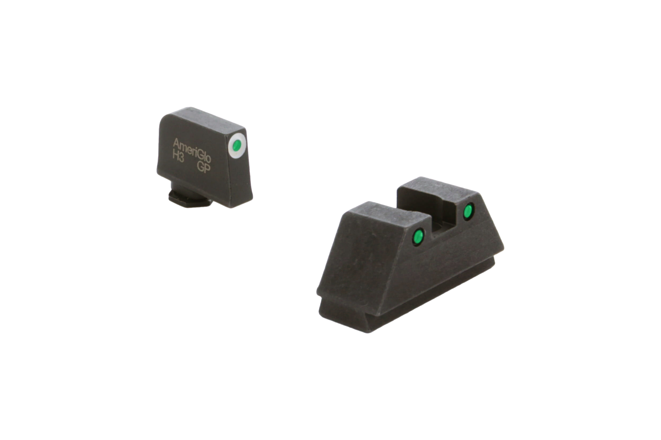 Ameriglo GL-152 XL Tall Optic Compatible Sight Set for Glock Models Green Tritium White Outline Front / Green Tritium Black Outli