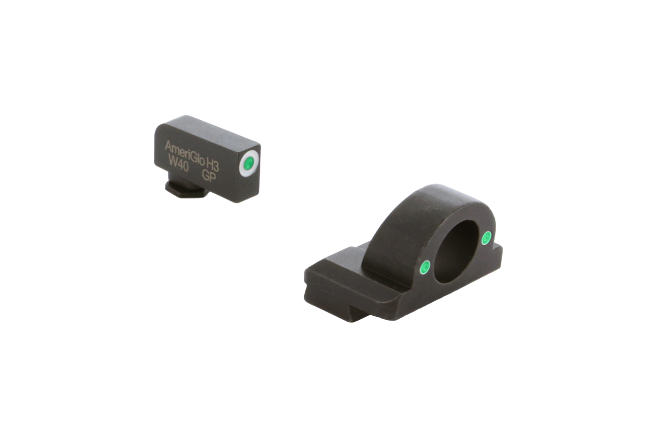 Ameriglo Ghost Ring Sight Set for Glock Gen 5-6 9mm/.40 Green Tritium White Outline Front & Green Tritium Rear