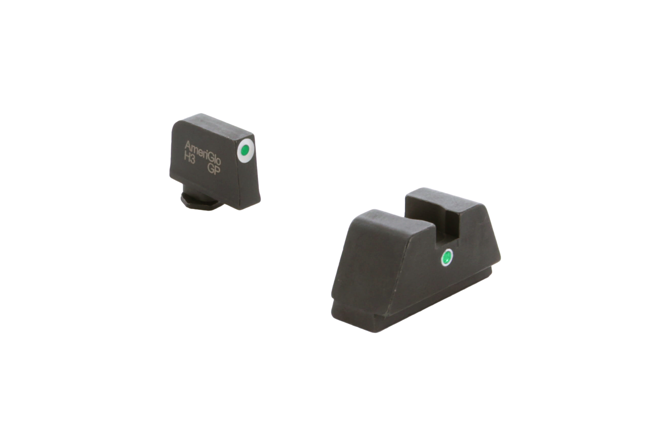 Ameriglo XL Tall Optic Compatible i-Dot Sight Set for Glock 17-39 Green Tritium White Outline Front / Green Tritium Rear