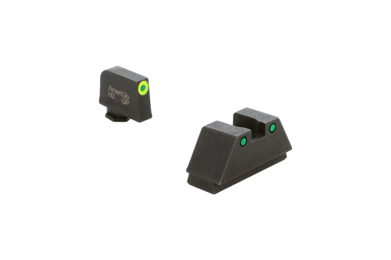 Ameriglo GL-252 XL Tall Optic Compatible Sight Set for Glock Models Green Tritium LumiGreen Outline Front and Green Tritium Black