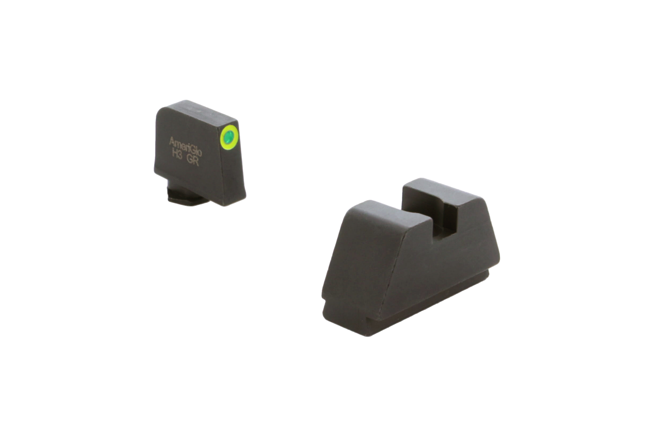 Ameriglo Optic Compatible Sight Set for Glock 2XL Tall Green Tritium LumiGreen Outline .350 Front, Flat Black .429 Rear