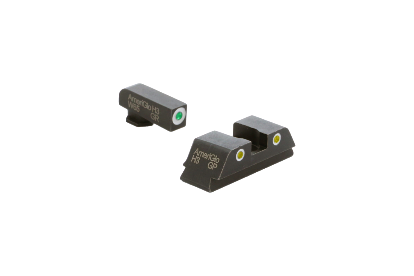 Ameriglo Classic Tritium Sight Set for Glock Gen 1-4 9mm/.40/.380, Gen 5 10mm/.45 Green Tritium Front Yellow Tritium Rear 3-Dot S