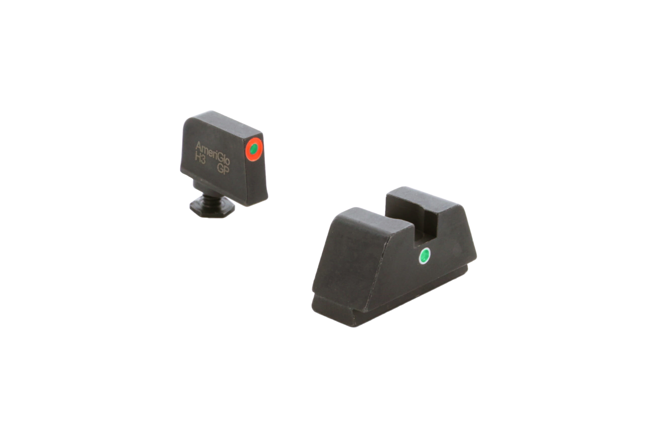 Ameriglo GL-291 XL Tall Optic Compatible Sight Set for Glock Green Tritium Orange Outline Front Sight and Green Tritium Rear Sigh