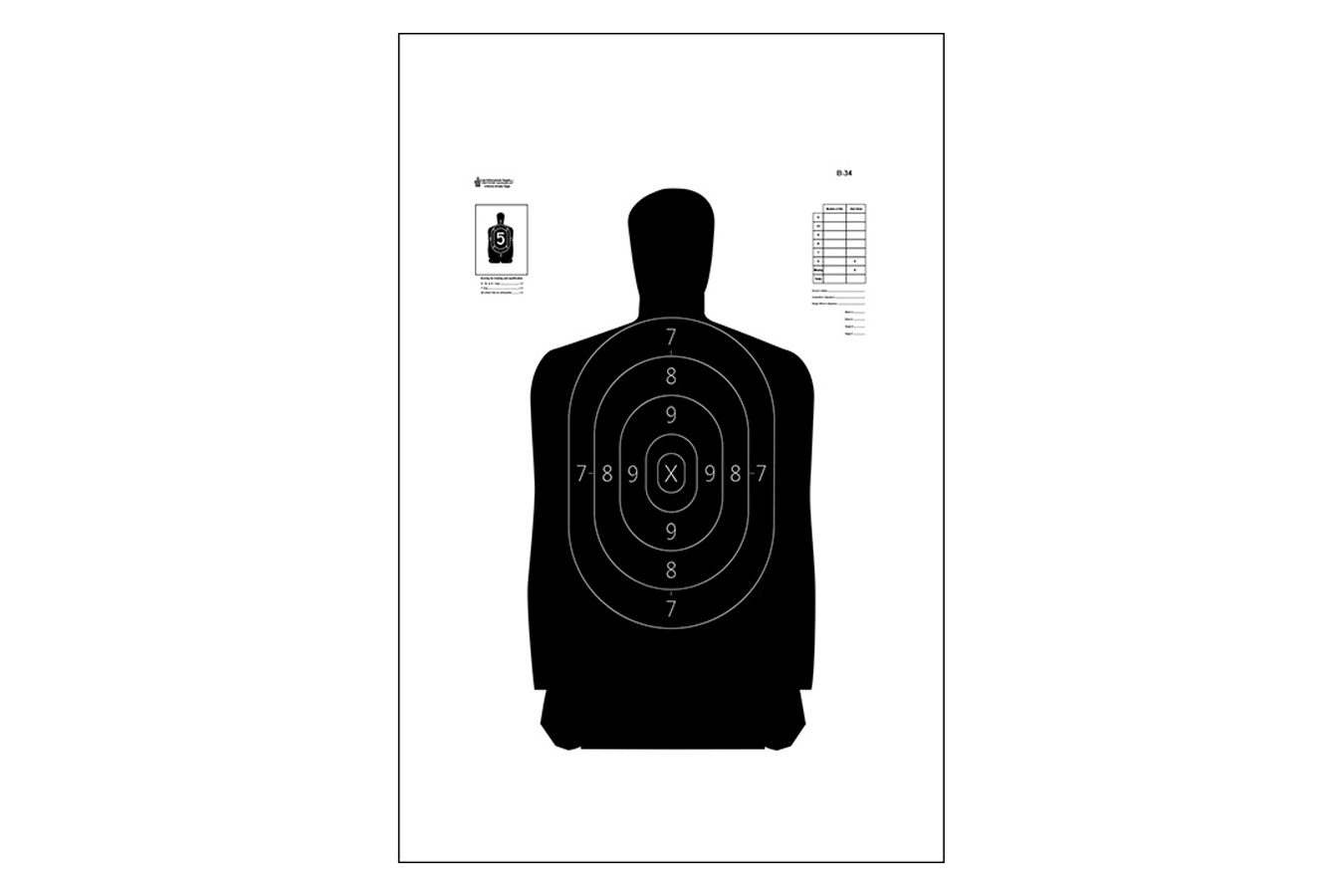 Action Targets B-34 Qualification Target Black Silhouette Paper Target 100 Pack