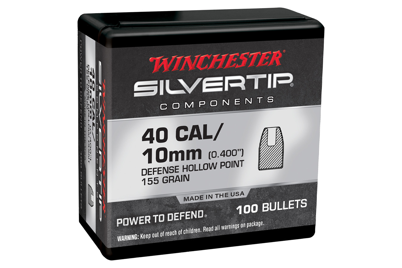 Winchester 40 Cal 155gr Silvertip Hollow Point 100/Box