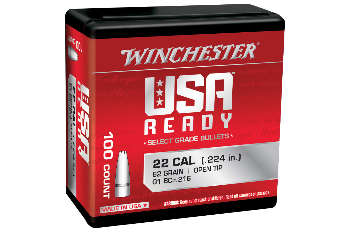 Winchester 22 Cal (.224) 62gr Open Tip 100/Box