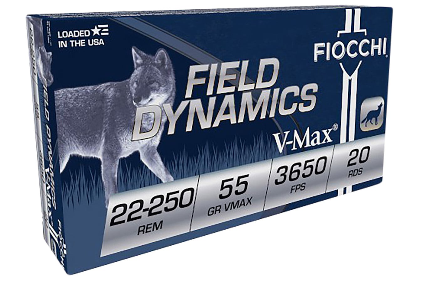 Fiocchi 22-250 Rem 55gr Field Dynamics Hornady V Max 20/Box