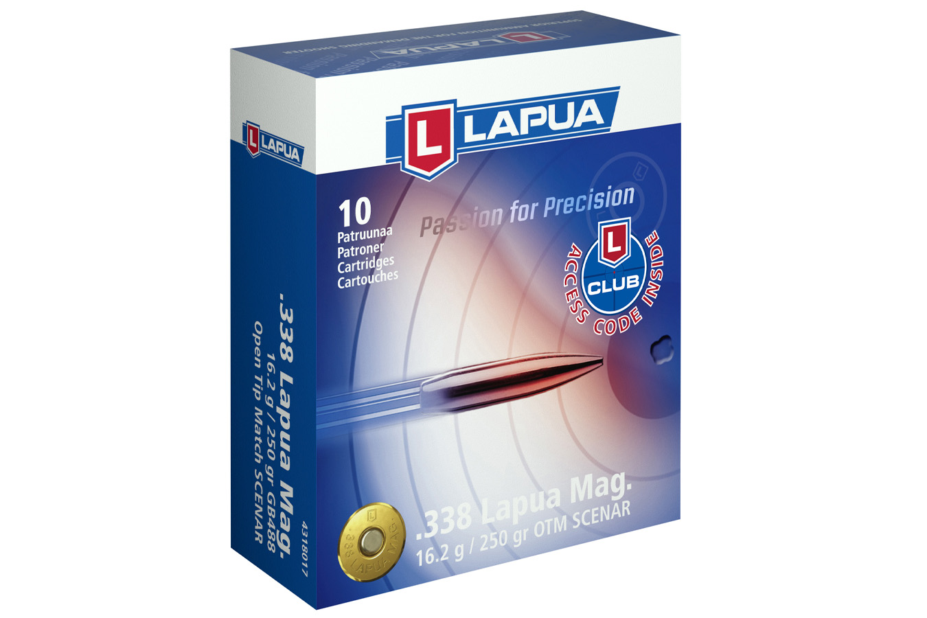 Lapua 338 Lapua 250Gr Scenar Open Tip Match 10/Box