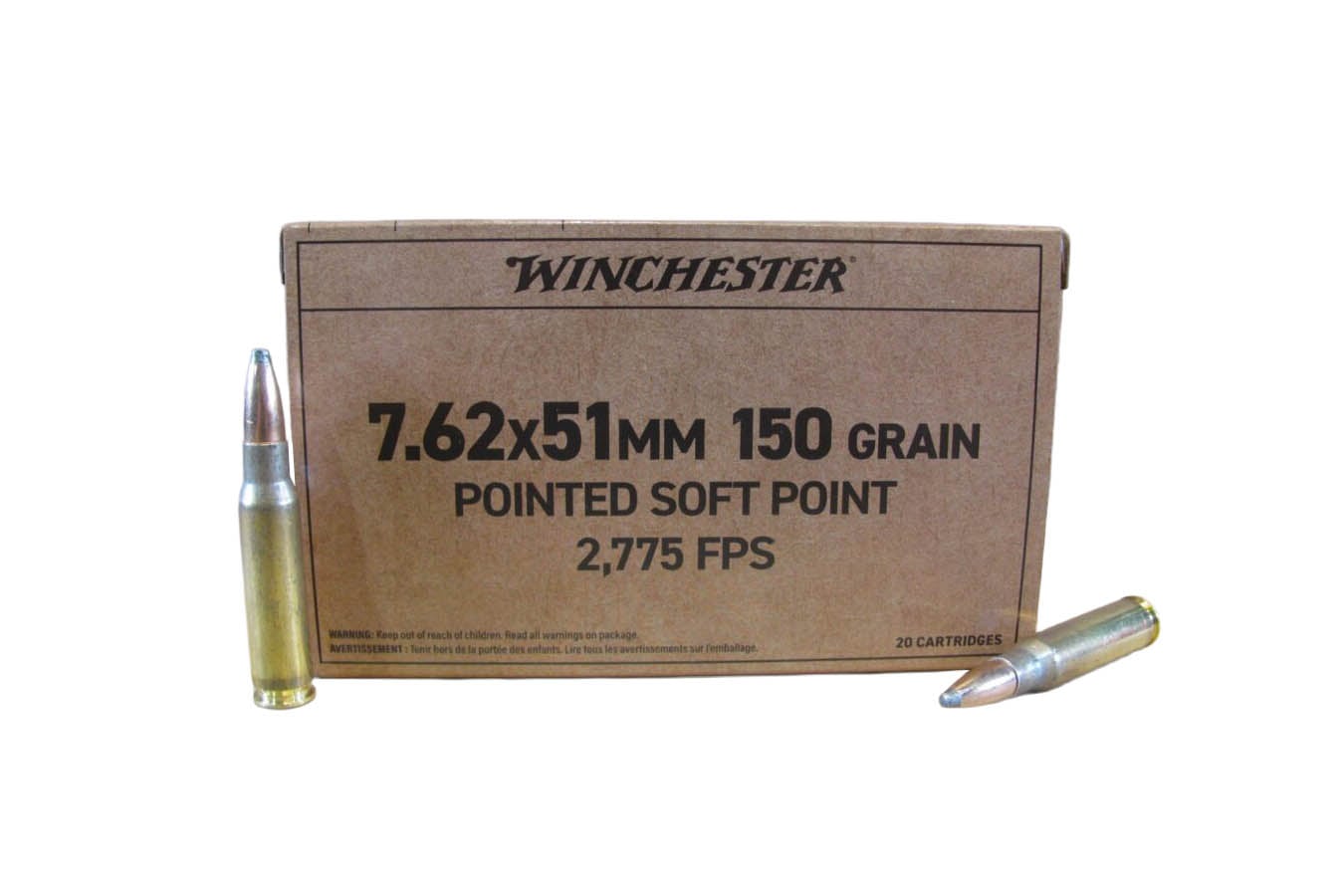 Winchester 7.62x51mm 150gr Pointed Soft Point Service Grade 20/Box