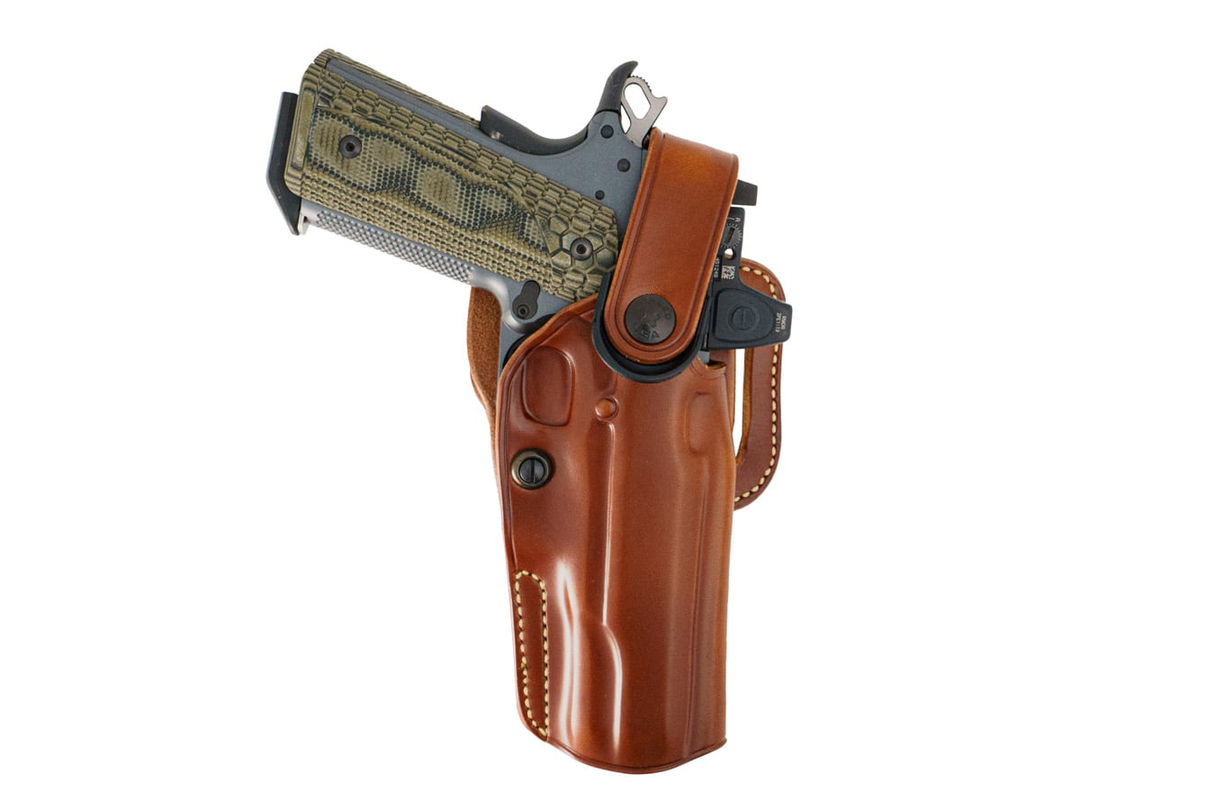 Galco APO Auto Pistol Outdoorsman Strongside/Crossdraw Belt Holster – Right Hand – Tan
