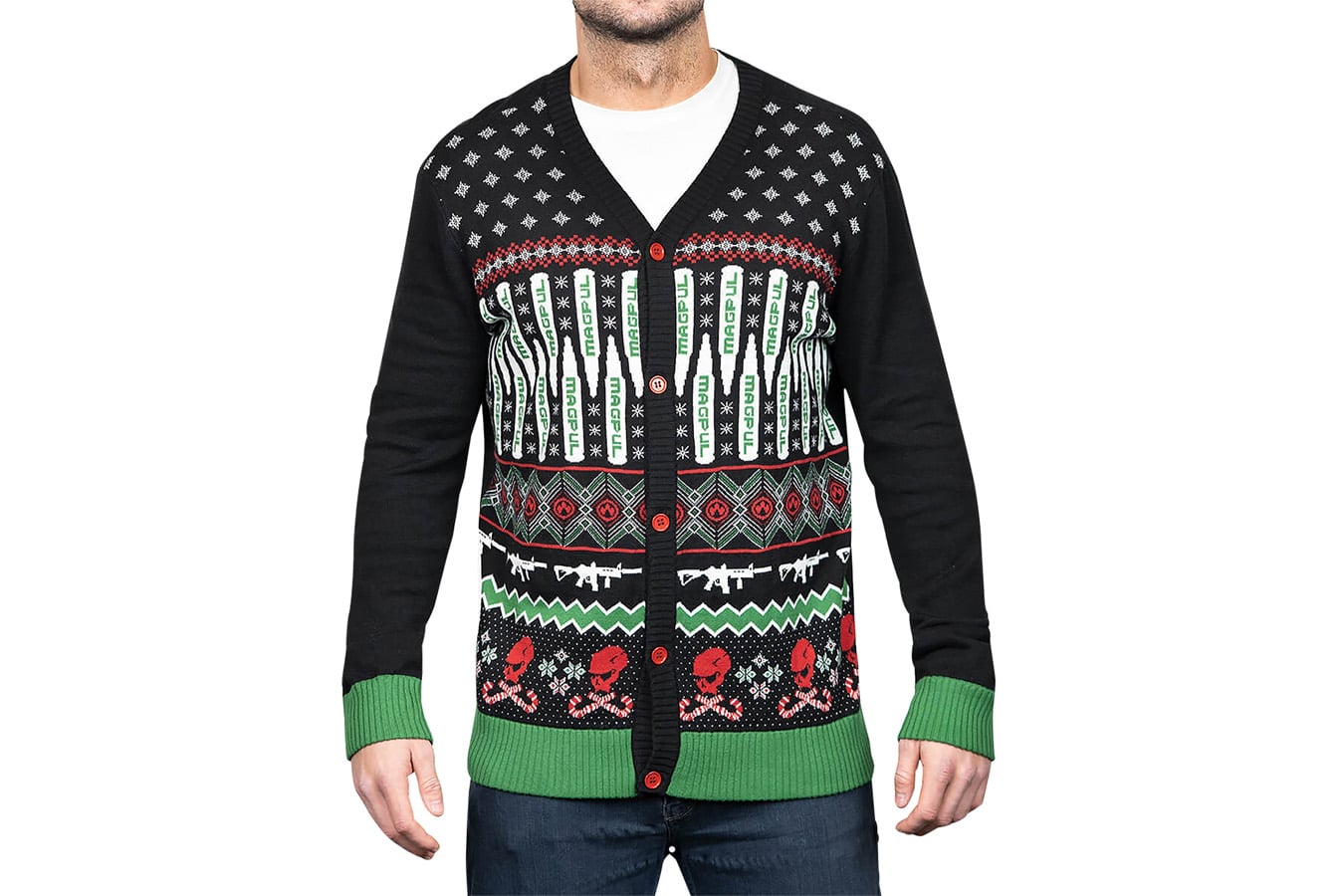 Magpul Krampus Ugly Christmas Sweater Cardigan Multi-Color Large