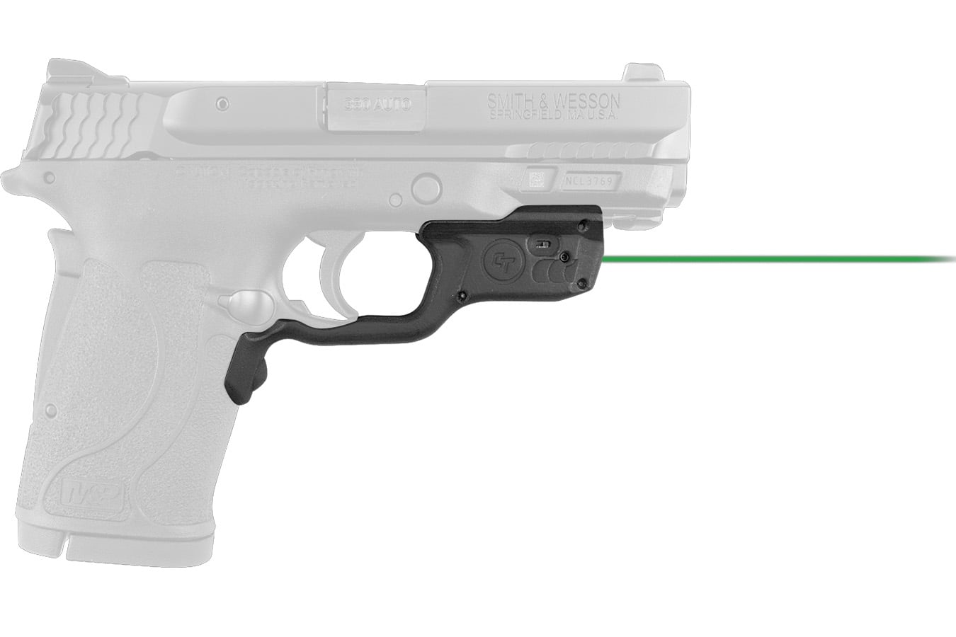 Crimson Trace Laserguard Fits S&W M&P 22/380EZ Shield/9EZ Shield, Green Laser Black Polymer