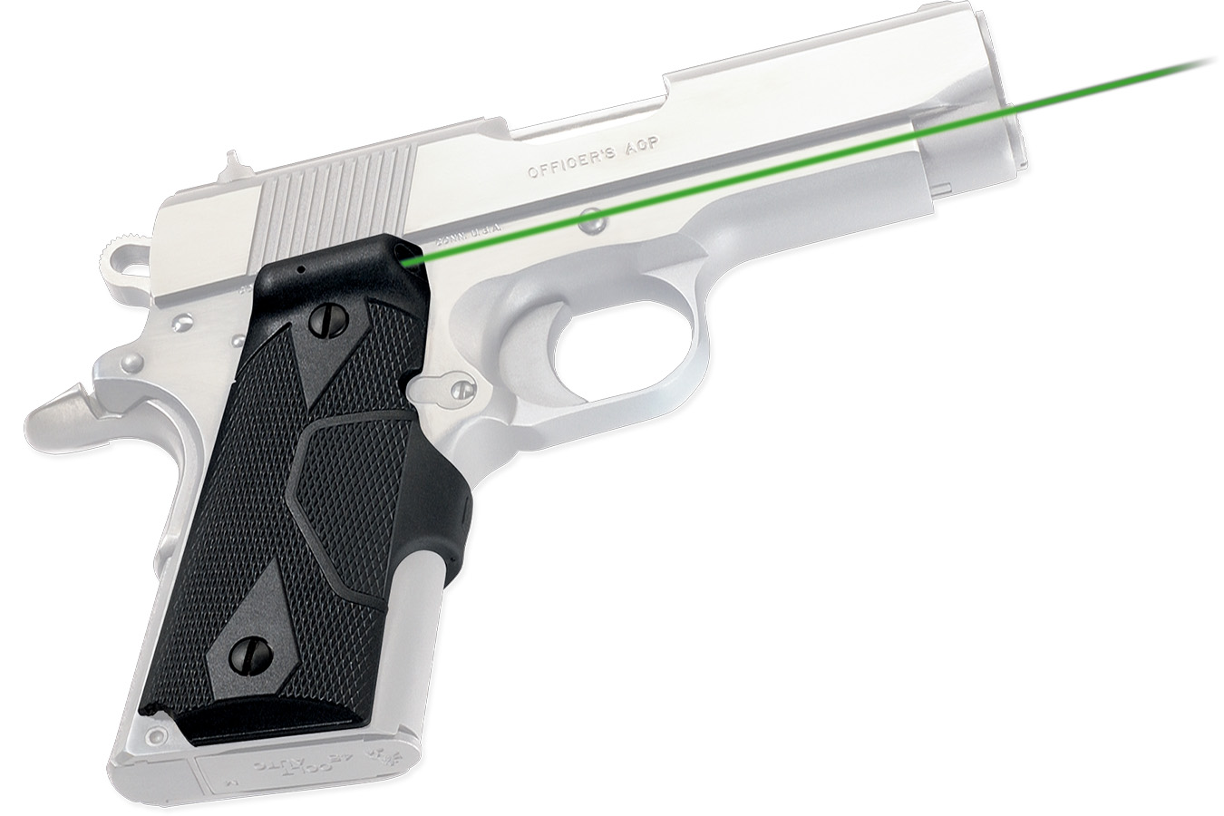 Crimson Trace Lasergrips Fits 1911 Compact, Green Laser Black Polymer