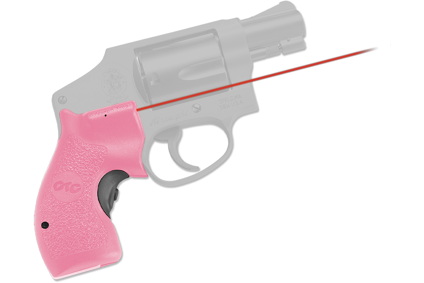Crimson Trace Lasergrips Fits S&W J-Frame Round Butt, Red Laser 633nM Wavelength 5mW Output, Pink Polymer