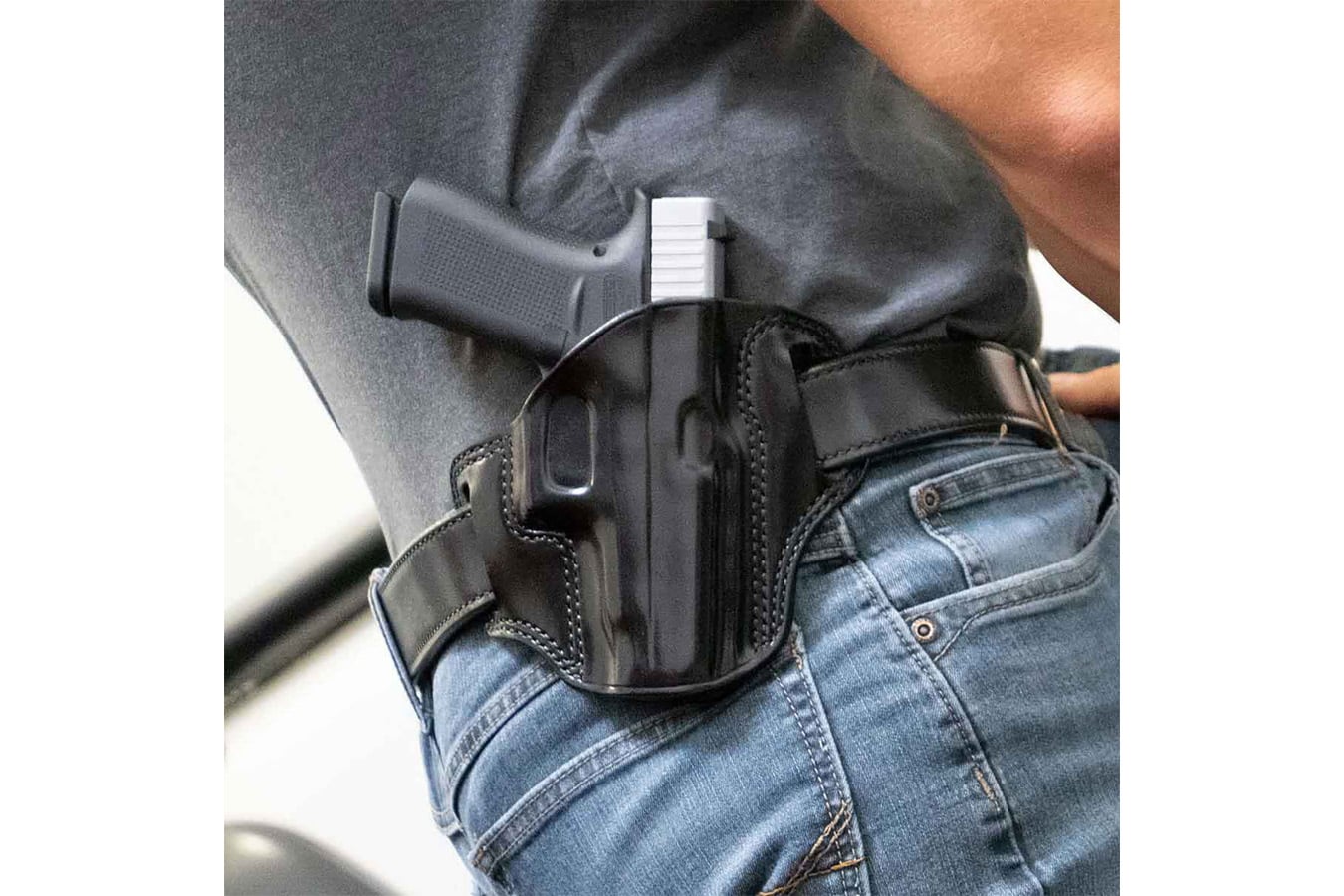 Galco Combat Master OWB Black Leather Holster for Springfield Hellcat Pro