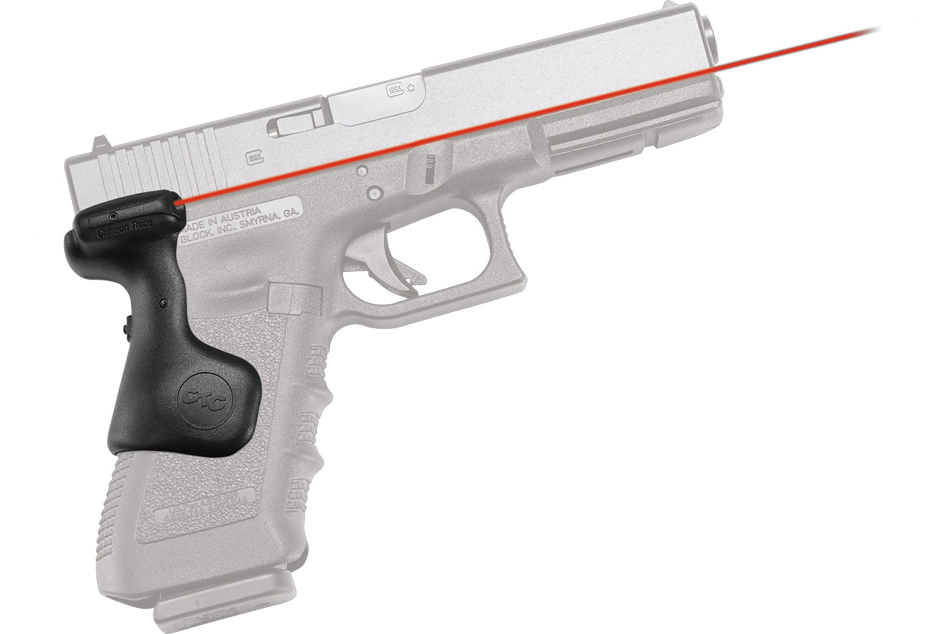 Crimson Trace Lasergrips Compatible w/ Glock Gen3/4/5 Full Size, Red Laser Black Polymer
