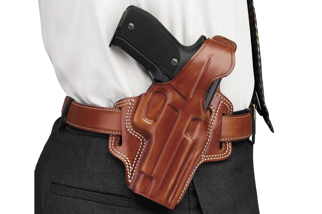 Galco Fletch OWB Tan Leather Holster for SW K-Frame/Ruger Security-Six