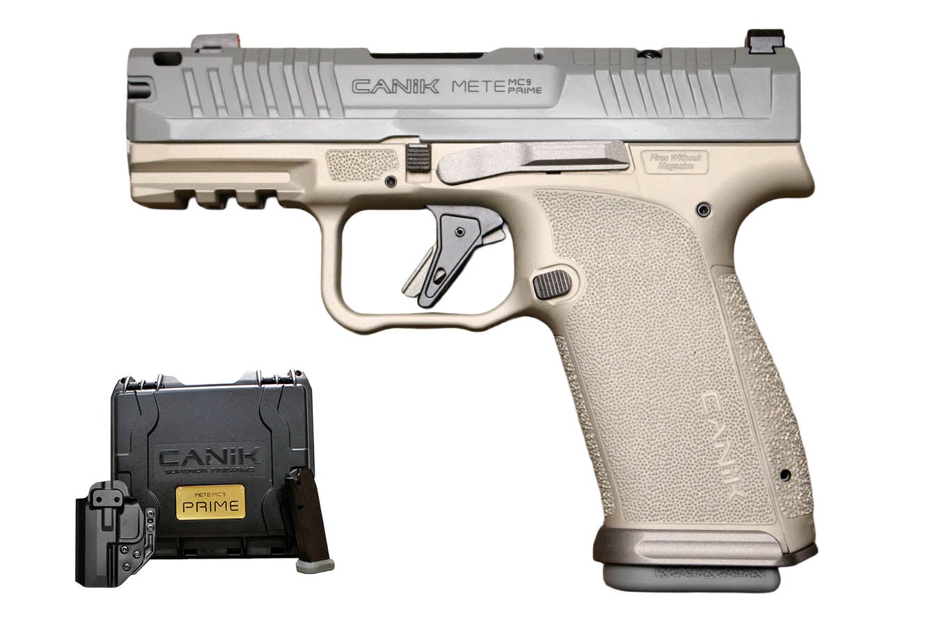 Canik METE MC9 Prime 9mm Optic Ready Pistol with Champagne Frame and Bullshark Grey Slide