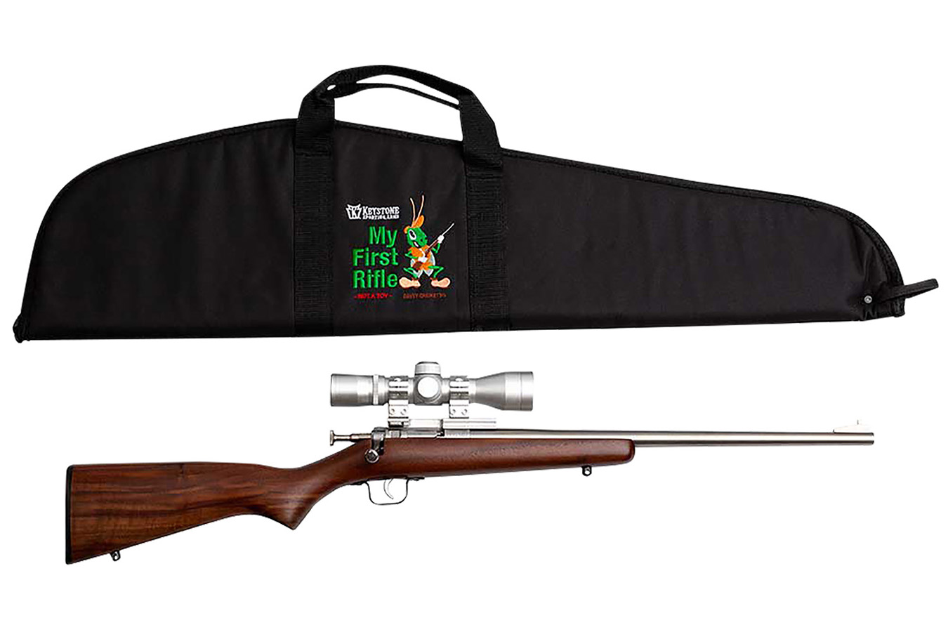 Keystone Crickett 22lr Single Shot Rifle with Walnut Stock 4x32 Scope and Soft Case