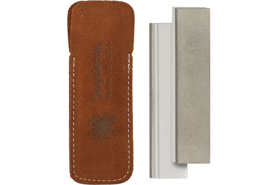 Spyderco Double Stuff Sharpening Stone Black / White with Leather Sheath