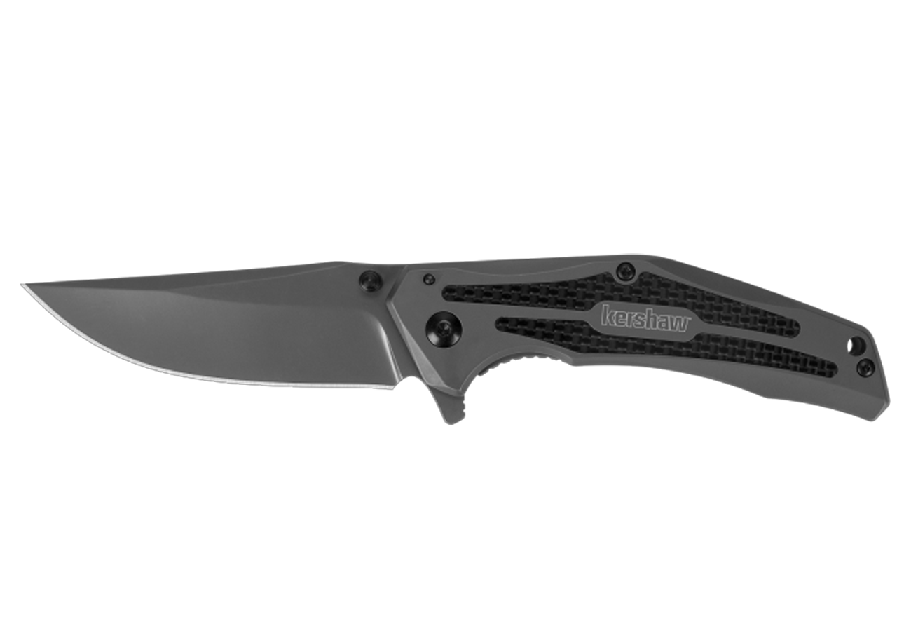 Kershaw Knives Gray PVD Folding Pocket Knife with Carbon Fiber Insert